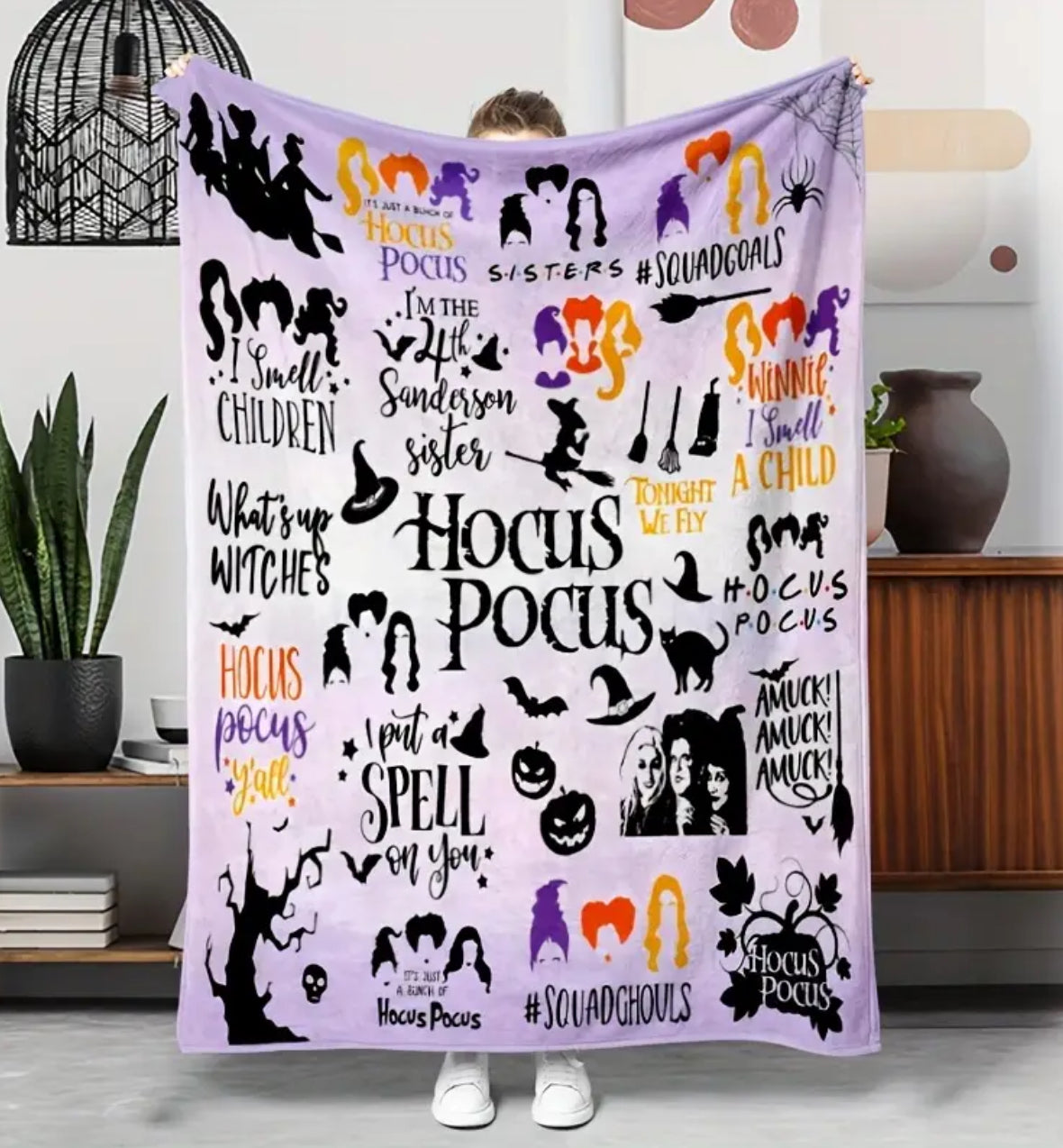 Hocus Pocus Flannel Throw Blanket