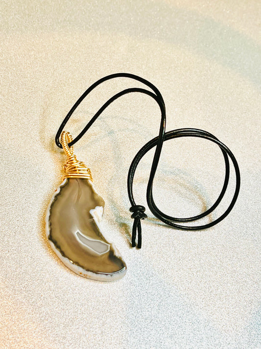 Wire Wrapped Agate Slice Necklaces
